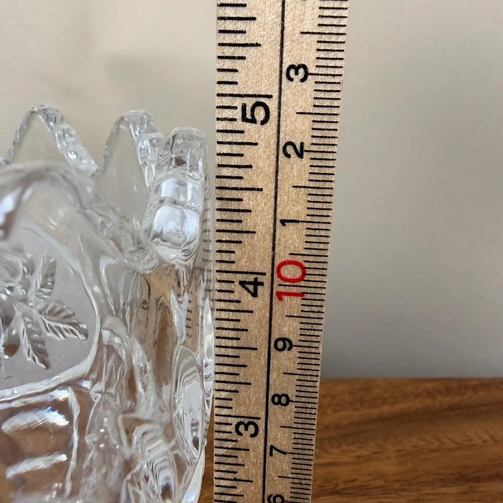 Crystal Clear Industries Flora Yugoslavia Oval Footed Bowl Frosted Rose Crystal